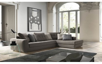Sofá moderno modelo F1 con chaiselongue asientos fijos de la marca Afosxsofa