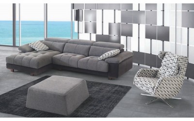 Sofá moderno con chasielongue modelo Ibiza asientos deslizantes de la marca Divani Star