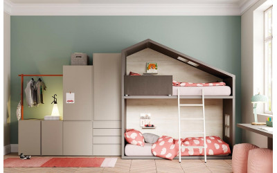 Dormitorio juvenil moderno con litera de Lagrama Valencia