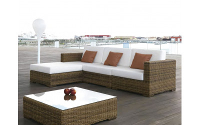Sofá con chaiselonge de exterior para terrazas modelo Dakar de Arkimueble Valencia