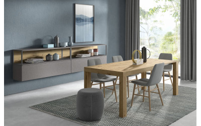 Mueble mesa comedor extensible acabado Roble New Royal 115