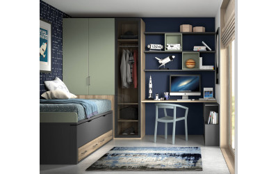 Dormitorio juvenil con compacto de Glicerio  Chaves Formas Evolution F-010