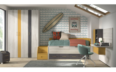 Dormitorio juvenil con compacto de Glicerio  Chaves Formas Evolution F-015