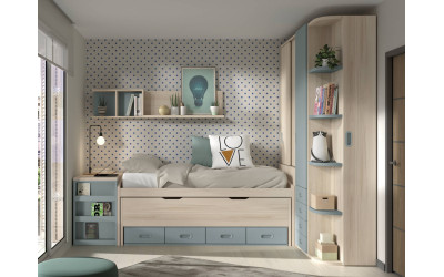 Dormitorio juvenil con compacto de Glicerio  Chaves Formas Evolution F-017
