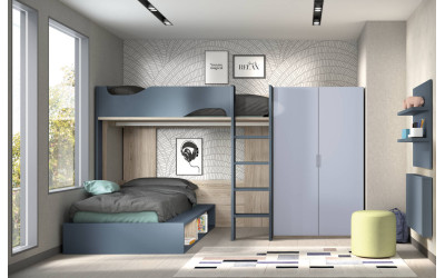 Dormitorio juvenil con litera de Glicerio  Chaves Formas Evolution F-208