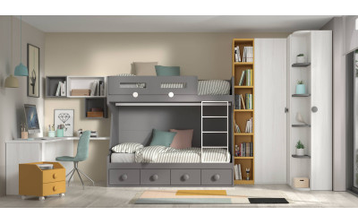 Dormitorio juvenil con litera de Glicerio  Chaves Formas Evolution F-209