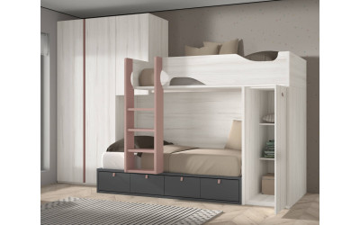 Dormitorio juvenil con camas tren de Glicerio Chaves Formas Evolution F-215