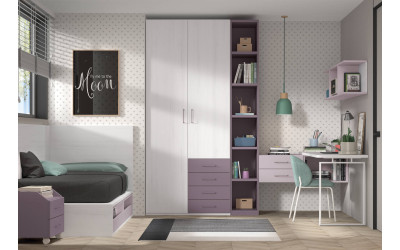Dormitorio juvenil con camas individuales de Glicerio Chaves Formas Evolution F-307
