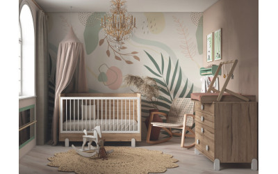 Dormitorio infantil con cuna convertible colección Bamboo de Muebles Ros