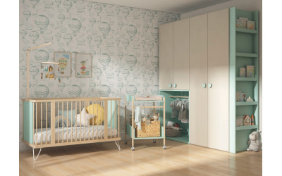 Dormitorio infantil con cuna convertible colección Bamboo de Muebles Ros