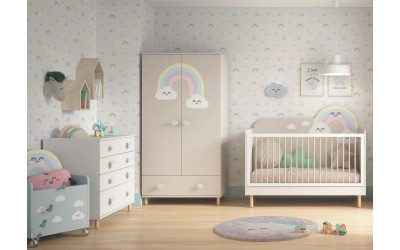 Dormitorio infantil con cuna convertible colección Bamboo de Muebles Ros